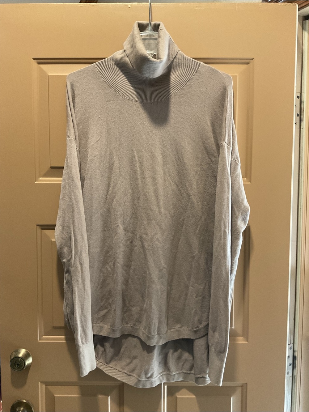 Beige Women's Turtleneck Sweater - Soft Relaxed Fit